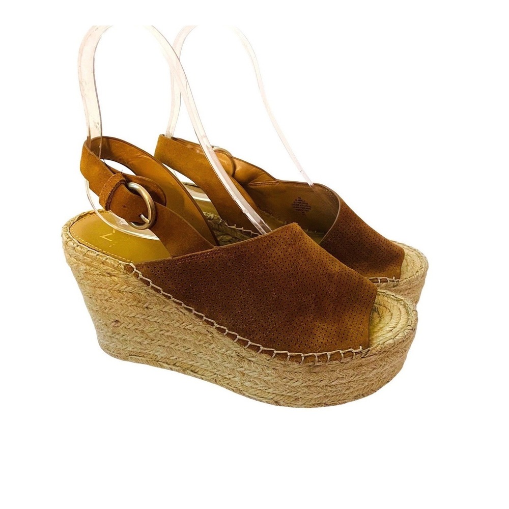 Cottagecore Marc Fisher Shoes Sz 9‎ Brown Suede Espadrille Wedge Platform